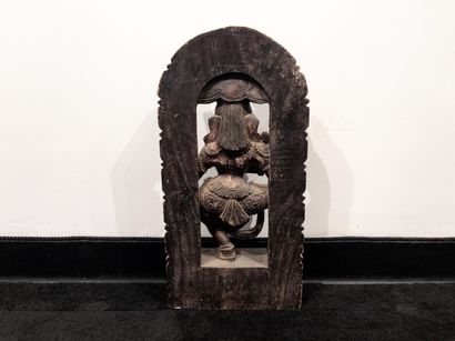 India.
Panel carved in high relief depicting...