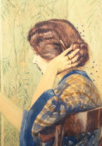 Paul Servais (1867-1931).
Woman with mirror....