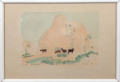 Marie Howet (1897-1984).
The goats. Lithograph....