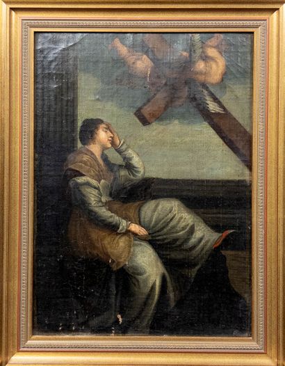 Italian school. 
Lamentation. Oil on canvas....