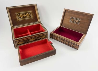 Syria. 
Two rectangular boxes with geometric...