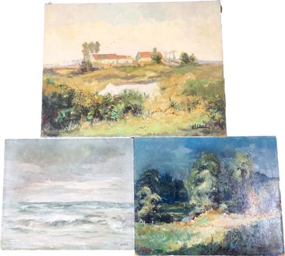Louis Henno (1907-1990).
Lot of three paintings....