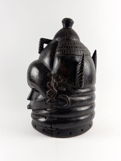 Bundu. 
Helmet mask. Blackened and incised...