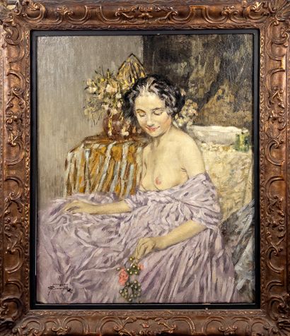 Herman Courtens (1884-1956).
Disrobed. Oil...