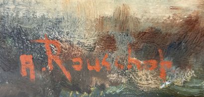 Anny Rouschop (1929).
Sunset. Oil on cardboard....