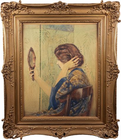 Paul Servais (1867-1931).
Woman with mirror....