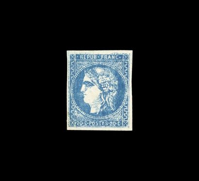 20c. Bleu. Type III. Faux de Marseille. Grandes...
