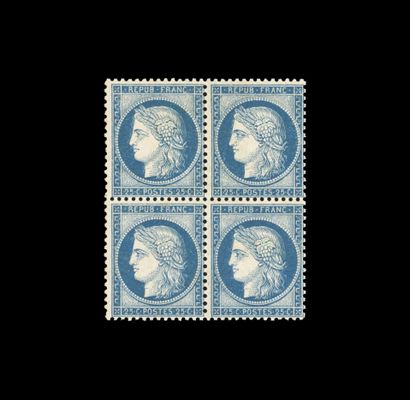 25c. Bleu. Type III. Bloc de 4. Belle nuance....