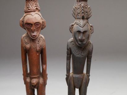 Ensemble de deux figures masculines Sépik,...