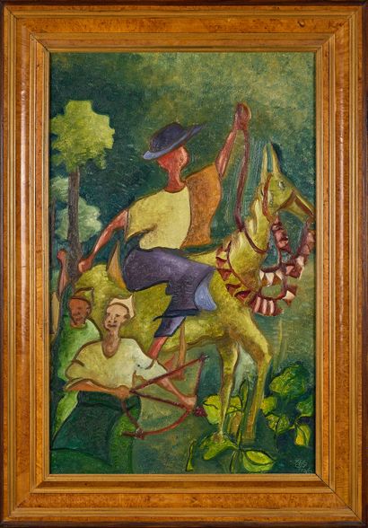 20th century school
Rider
Oil on isorel 
Illegible...