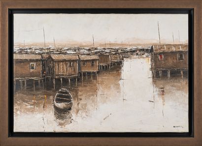 Modern school
View of Lagos 
Oil on canvas,...