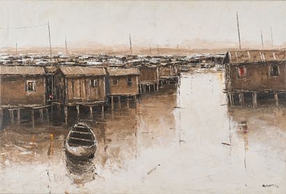 Modern school
View of Lagos 
Oil on canvas,...