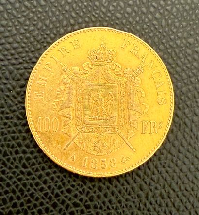 1 Napoleon III 100 franc gold coin, 1858...
