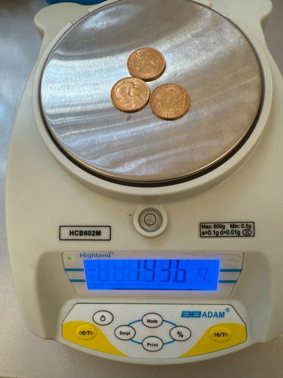 3 pieces of 20 FRANCS gold with rooster,...