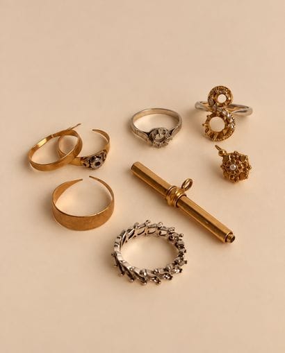 Ensemble de débris : 
- Monture de bague...