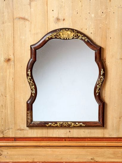 Toilet mirror in wood and rosewood veneer...