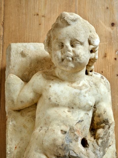 Sculpture in white marble representing a...