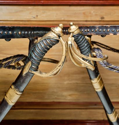 Rare pair of brown lacquered and gilded metal...
