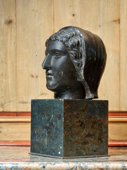 Sculpture in black Belgian marble representing...