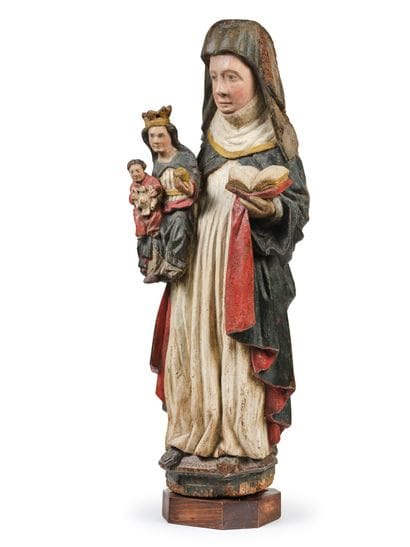 Saint Anne trinitaire in walnut carved in...