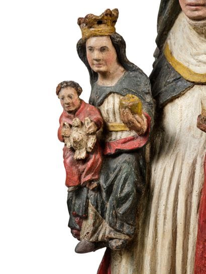 Saint Anne trinitaire in walnut carved in...