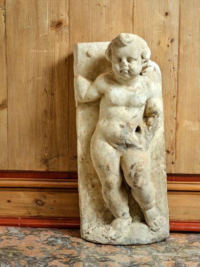 Sculpture in white marble representing a...