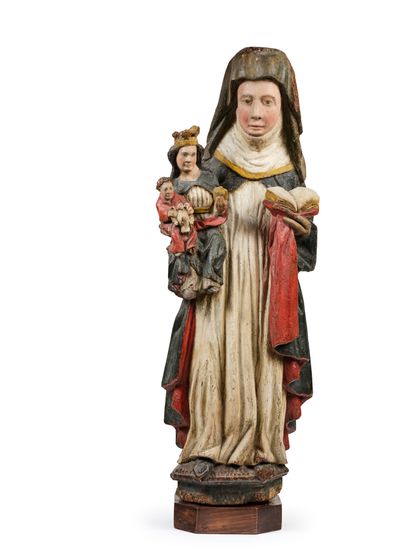 Saint Anne trinitaire in walnut carved in...
