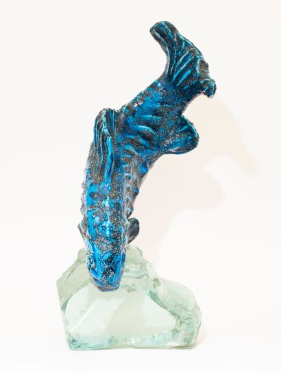P.R. BALBAUD (20th century)
Trout. Blue-glazed...