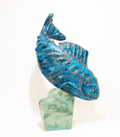 P.R. BALBAUD (20th century)
Trout. Blue-glazed...