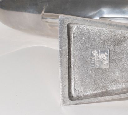 Aluminum Zeppelin resting on its base. 
Marked...