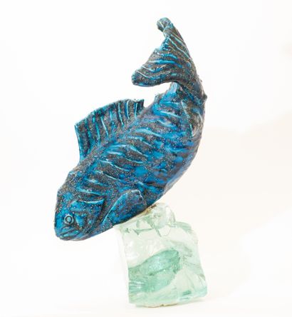 P.R. BALBAUD (20th century)
Trout. Blue-glazed...