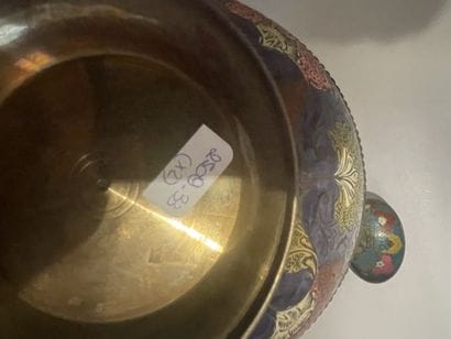 Two cloisonné bronze COUPES decorated on...