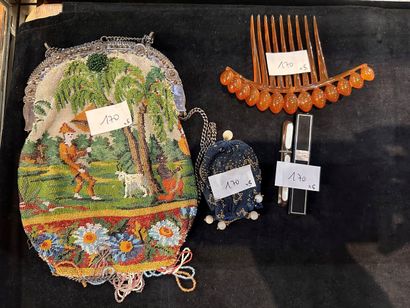 Small set of display items: Minaudière, horn...