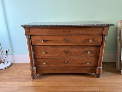 Fruitwood COMMODE. Half-column uprights....