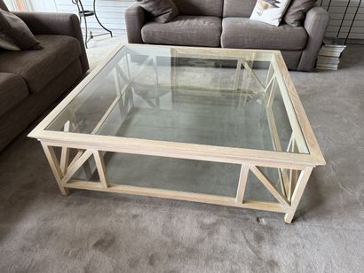 Grande TABLE basse de forme carrée, en bois...