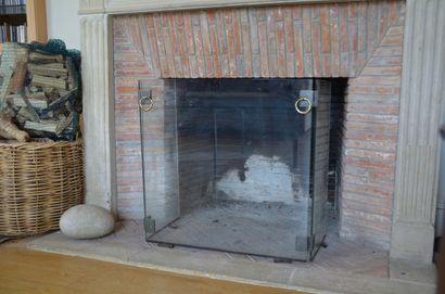French work
Glass and brass fire screen 
Circa...