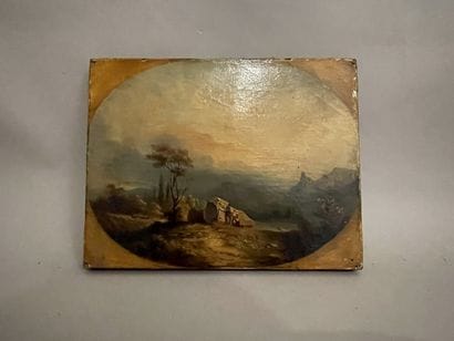 Ecole début du XIXème siècle, « Paysage animé...