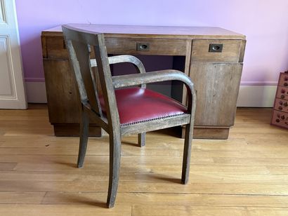CABINET in fruitwood veneer. Comprising a...
