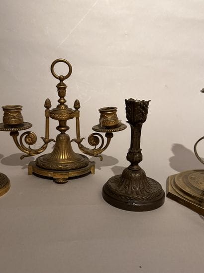 Ensemble de LUMINAIRES : flambeau en bronze...
