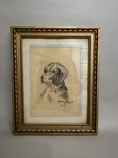 Prosper DUBIEN (1822- ?), « Chien griffon...
