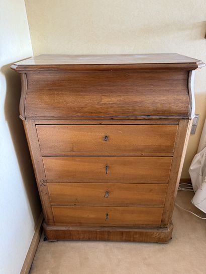 A mahogany toilet COMMODE, the flap top revealing...