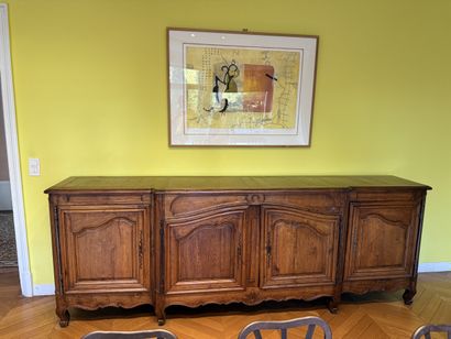 Large low rustic BUFFET in molded oak, the...