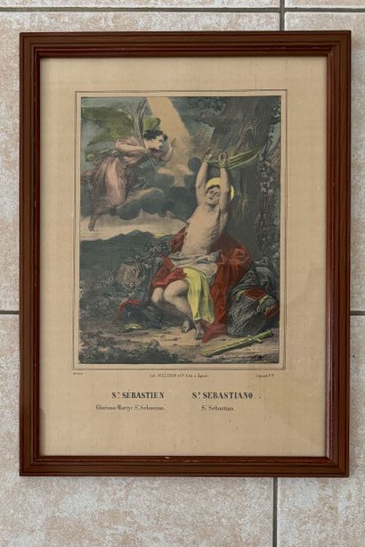 GRAVURE en noir représentant un autel à la...