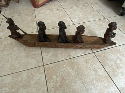 African carved wooden BARQUE with figures....