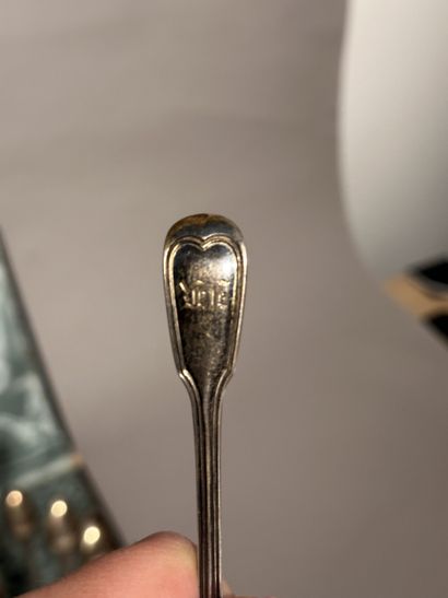 6 SMALL SILVER SPoons, double filet design,...