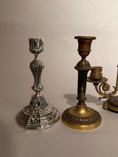 Ensemble de LUMINAIRES : flambeau en bronze...