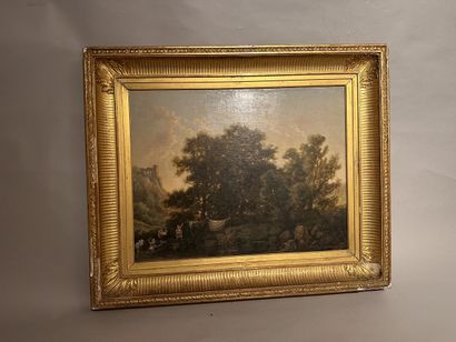 Ecole française, XIXe siècle.
Les Lavandières
Huile...