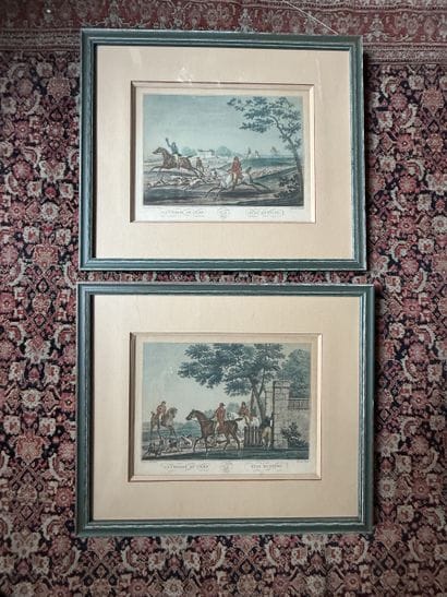 Paire de GRAVURES en couleur : 