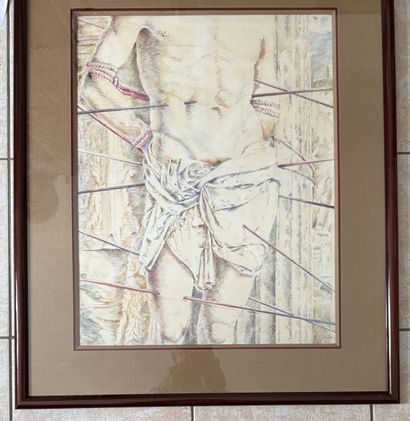 F. BARNIER (XXème siècle) : 
SAINT SEBASTIEN.
Crayons...