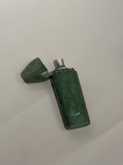 Large glass and silver-plated metal FLACON...